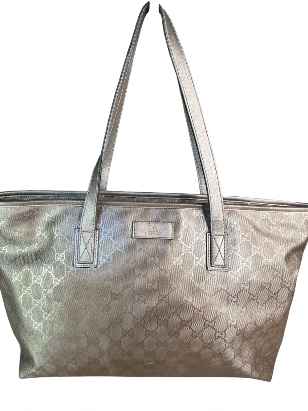 Gucci Metallic Silver GG Monogram Tote